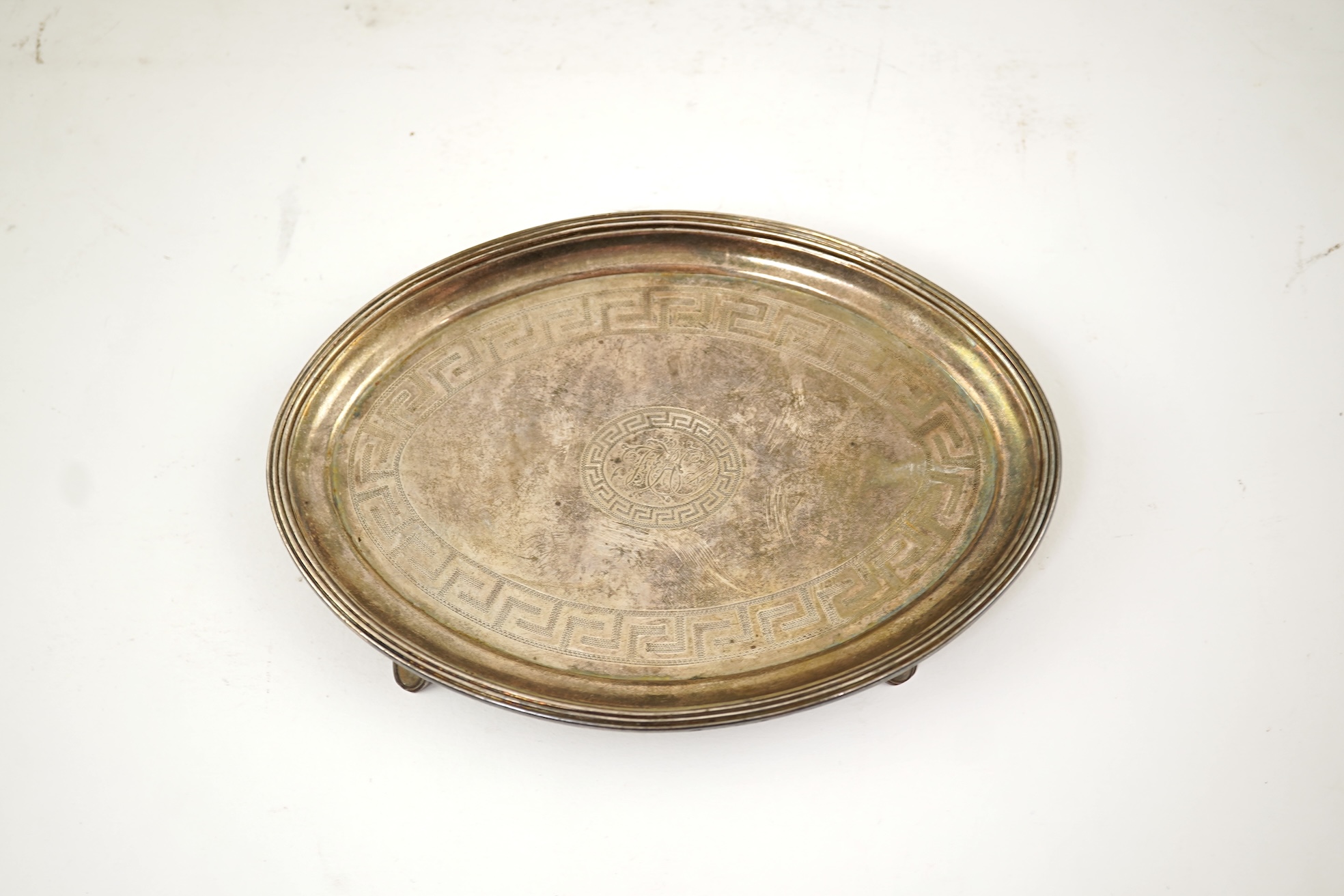 A George III silver oval teapot and matching oval stand, by John Eames